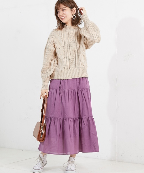 natural couture（ナチュラルクチュール）の「ティアードロングスカート（スカート・レディース・ベージュ/パープル/ブラウン/ブラック系その他/ブルー系その他・FREE）」の15枚目の写真