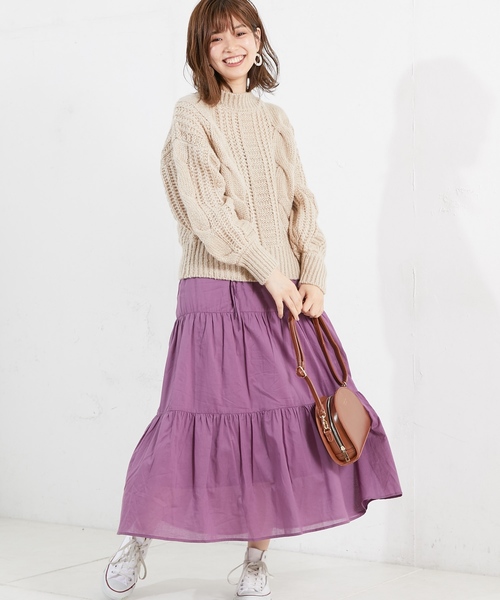 natural couture（ナチュラルクチュール）の「ティアードロングスカート（スカート・レディース・ベージュ/パープル/ブラウン/ブラック系その他/ブルー系その他・FREE）」の16枚目の写真