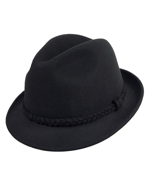 polcadot(ポルカドット)の「編みベルトフェルト中折れ/大きめサイズ(ハット・メンズ・ブラック/ベージュ/ネイビー・フリー)」の2枚目の写真