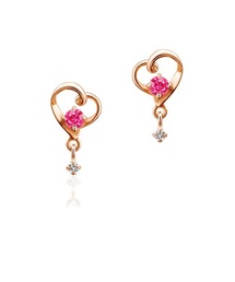 【7月誕生石】K10ピンクゴールド ピアス
