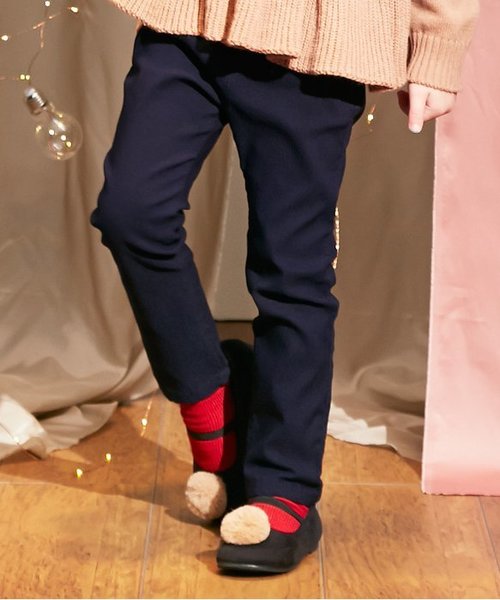 apres les cours(アプレレクール)の「後ろフリルストレートパンツ 10分丈(その他パンツ・キッズ・ネイビー/サーモンピンク/グレー・120/130/80/110/100/90/140)」の2枚目の写真