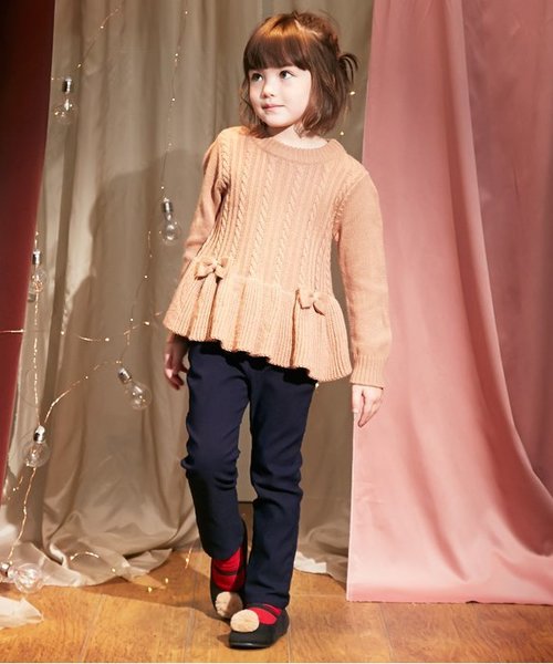 apres les cours(アプレレクール)の「後ろフリルストレートパンツ 10分丈(その他パンツ・キッズ・ネイビー/サーモンピンク/グレー・120/130/80/110/100/90/140)」の17枚目の写真