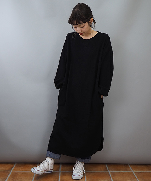 tiptop（ティップトップ）の「ワッフル裏起毛ワンピース（ワンピース・レディース・ブラック/グレー/ベージュ/カーキ・FREE）」の2枚目の写真