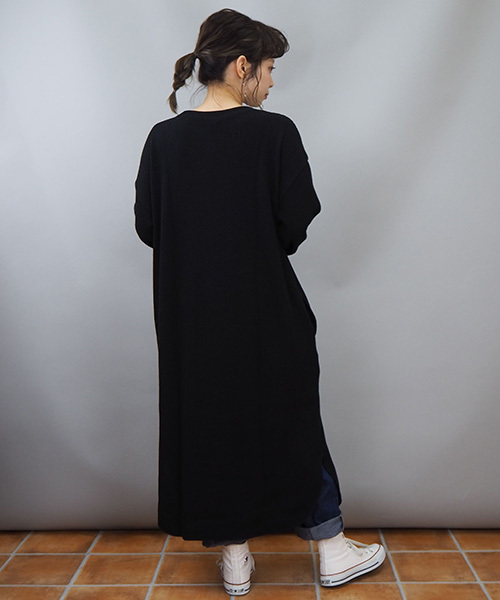 tiptop（ティップトップ）の「ワッフル裏起毛ワンピース（ワンピース・レディース・ブラック/グレー/ベージュ/カーキ・FREE）」の8枚目の写真