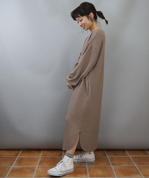 tiptop（ティップトップ）の「ワッフル裏起毛ワンピース（ワンピース・レディース・ブラック/グレー/ベージュ/カーキ・FREE）」の14枚目の写真