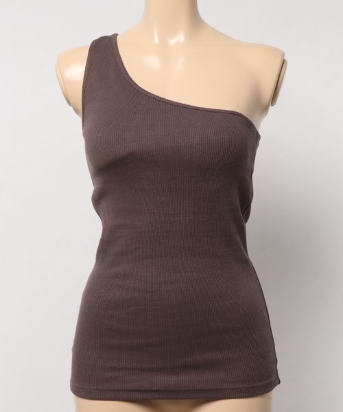 DouDou（ドゥドゥ）の「カップ付ワンショルタンク（Tシャツ/カットソー・レディース・ベージュ/オフホワイト/ブルー/ボルドー/ブラック/カーキ・FREE）」の10枚目の写真