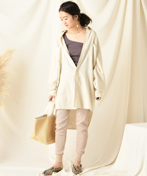 DouDou（ドゥドゥ）の「カップ付ワンショルタンク（Tシャツ/カットソー・レディース・ベージュ/オフホワイト/ブルー/ボルドー/ブラック/カーキ・FREE）」の12枚目の写真