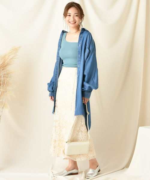 DouDou（ドゥドゥ）の「カップ付ワンショルタンク（Tシャツ/カットソー・レディース・ベージュ/オフホワイト/ブルー/ボルドー/ブラック/カーキ・FREE）」の11枚目の写真