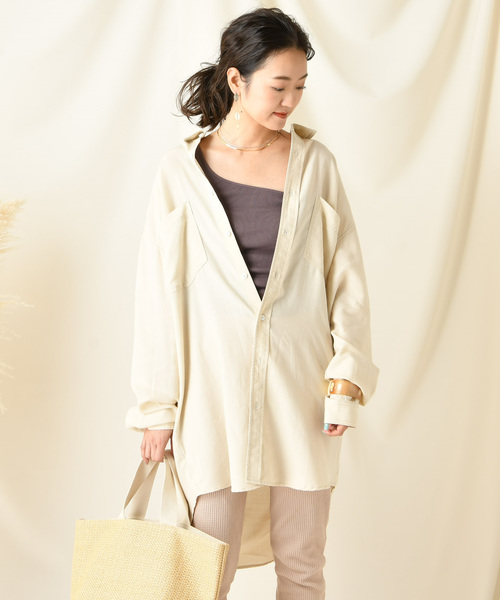 DouDou（ドゥドゥ）の「カップ付ワンショルタンク（Tシャツ/カットソー・レディース・ベージュ/オフホワイト/ブルー/ボルドー/ブラック/カーキ・FREE）」の13枚目の写真