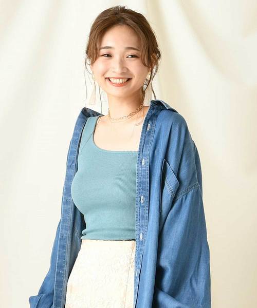 DouDou（ドゥドゥ）の「カップ付ワンショルタンク（Tシャツ/カットソー・レディース・ベージュ/オフホワイト/ブルー/ボルドー/ブラック/カーキ・FREE）」の16枚目の写真