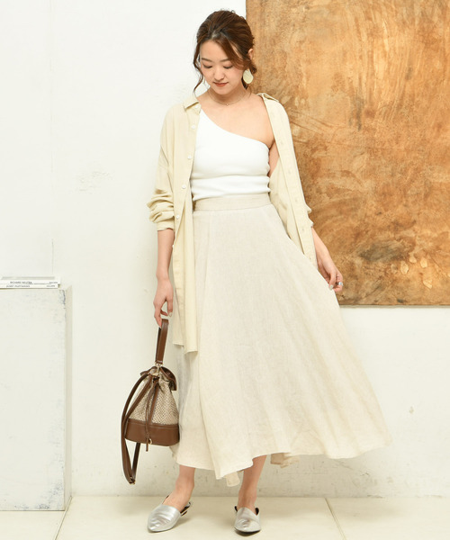 DouDou（ドゥドゥ）の「カップ付ワンショルタンク（Tシャツ/カットソー・レディース・ベージュ/オフホワイト/ブルー/ボルドー/ブラック/カーキ・FREE）」の21枚目の写真