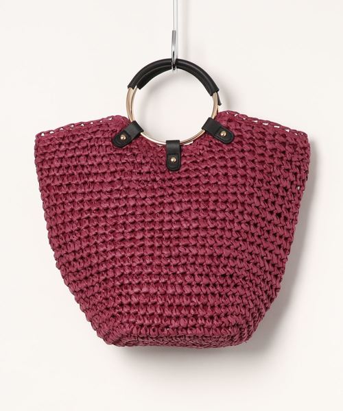 natural couture（ナチュラルクチュール）の「サークルハンドル雑材バッグ（ショルダーバッグ・レディース・ベージュ/ピンク・FREE）」の5枚目の写真