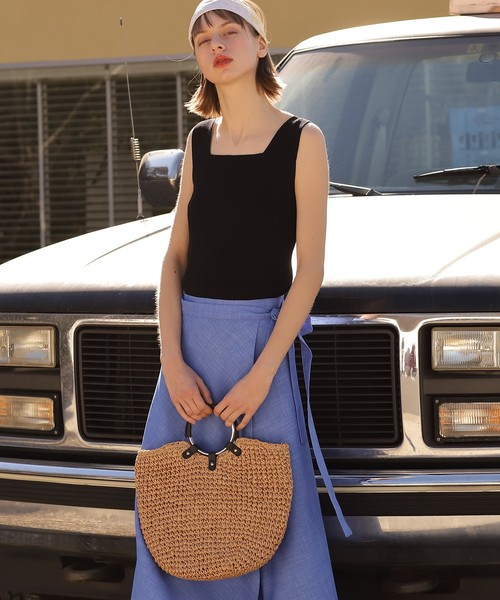 natural couture（ナチュラルクチュール）の「サークルハンドル雑材バッグ（ショルダーバッグ・レディース・ベージュ/ピンク・FREE）」の9枚目の写真