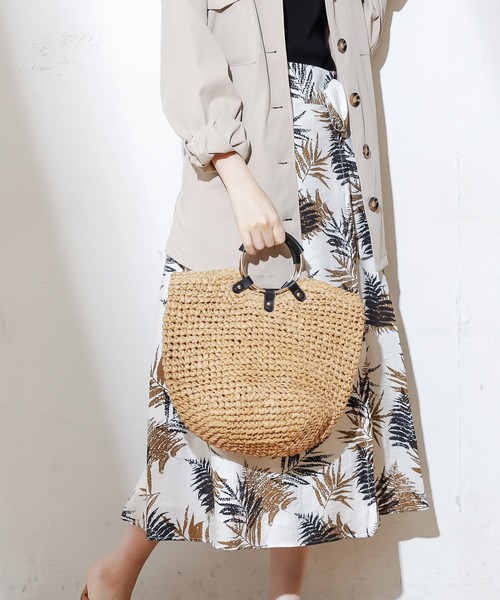 natural couture（ナチュラルクチュール）の「サークルハンドル雑材バッグ（ショルダーバッグ・レディース・ベージュ/ピンク・FREE）」の6枚目の写真