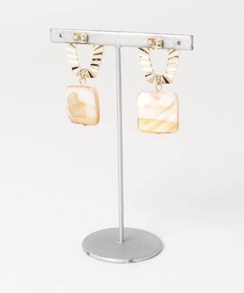 misto accessories(ミストアクセサリーズ)の「スクエアシェルピアス(ピアス(両耳用)・レディース・ブラウン/グリーン・FREE)」の5枚目の写真