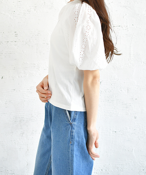 PairPair（ペアペア）の「レース袖ボリュームロゴＴ（Tシャツ/カットソー・レディース・ブラック/オフホワイト/ライトグリーン/ライトブラウン・FREE）」の11枚目の写真