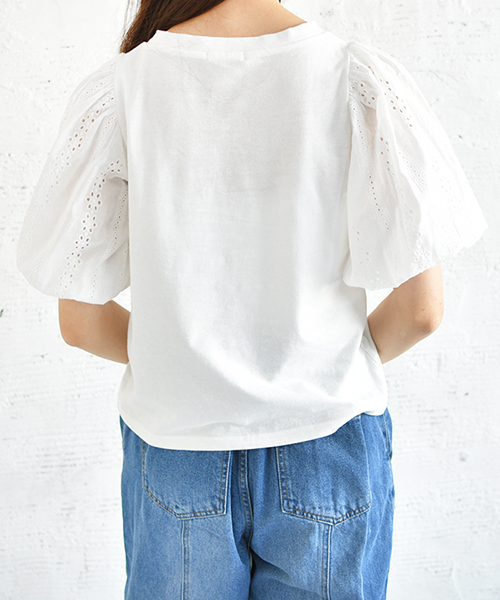 PairPair（ペアペア）の「レース袖ボリュームロゴＴ（Tシャツ/カットソー・レディース・ブラック/オフホワイト/ライトグリーン/ライトブラウン・FREE）」の12枚目の写真