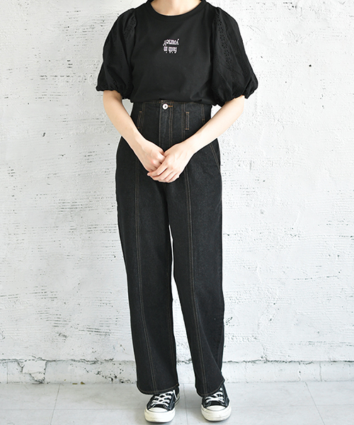 PairPair（ペアペア）の「レース袖ボリュームロゴＴ（Tシャツ/カットソー・レディース・ブラック/オフホワイト/ライトグリーン/ライトブラウン・FREE）」の13枚目の写真