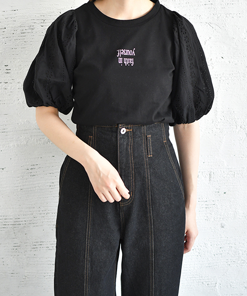 PairPair（ペアペア）の「レース袖ボリュームロゴＴ（Tシャツ/カットソー・レディース・ブラック/オフホワイト/ライトグリーン/ライトブラウン・FREE）」の16枚目の写真