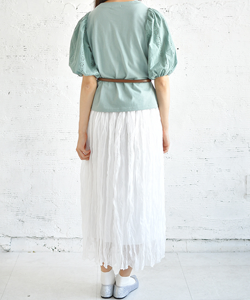 PairPair（ペアペア）の「レース袖ボリュームロゴＴ（Tシャツ/カットソー・レディース・ブラック/オフホワイト/ライトグリーン/ライトブラウン・FREE）」の22枚目の写真