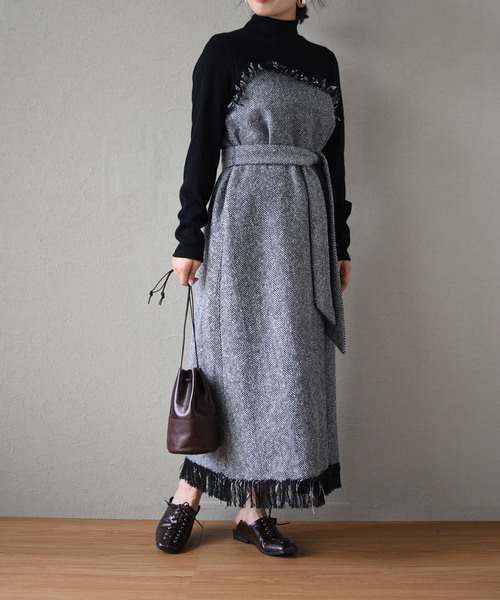 K ケイ のワンピース へリンボンツイード切替フリンジスリットロング丈ワンピース 302e を購入できます Eimee ワンピース Washへリンボンツイード切替フリンジスリットロング丈ワンピース ワンピース K ケイ のファッション 開梱設置 無料