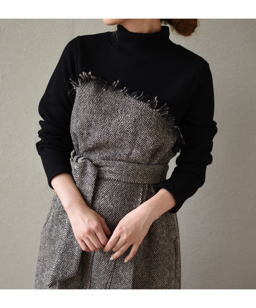 K ケイ のワンピース へリンボンツイード切替フリンジスリットロング丈ワンピース 302e を購入できます Eimee ワンピース Washへリンボンツイード切替フリンジスリットロング丈ワンピース ワンピース K ケイ のファッション 開梱設置 無料