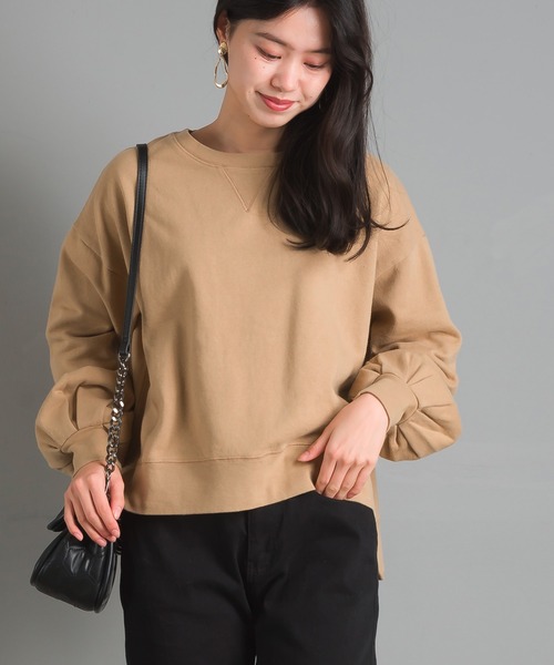 OMNES（オムネス）の「裏起毛スウェット袖ボリュームプルオーバー（スウェット・レディース・チャコールグレー/ベージュ/ブラウン/グレー/ホワイト系その他・FREE）」の5枚目の写真