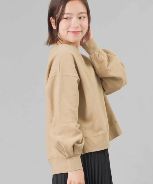 OMNES（オムネス）の「裏起毛スウェット袖ボリュームプルオーバー（スウェット・レディース・チャコールグレー/ベージュ/ブラウン/グレー/ホワイト系その他・FREE）」の12枚目の写真