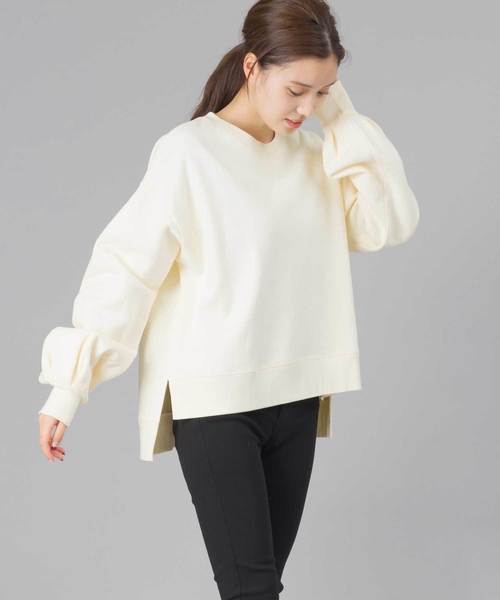 OMNES（オムネス）の「裏起毛スウェット袖ボリュームプルオーバー（スウェット・レディース・チャコールグレー/ベージュ/ブラウン/グレー/ホワイト系その他・FREE）」の18枚目の写真