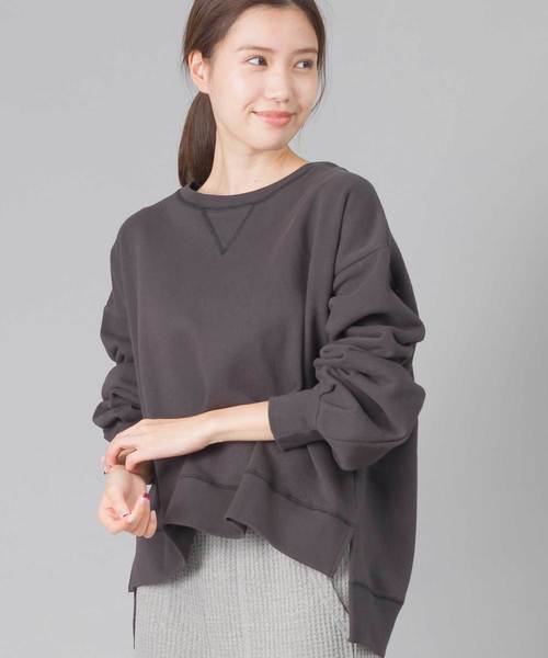 OMNES（オムネス）の「裏起毛スウェット袖ボリュームプルオーバー（スウェット・レディース・チャコールグレー/ベージュ/ブラウン/グレー/ホワイト系その他・FREE）」の6枚目の写真