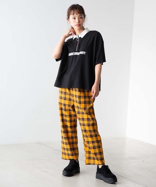 WEGO（ウィゴー）の「WEGO/チェックワイドパンツ（その他パンツ・レディース・ブラウン系その他2/パープル系その他2/イエロー系その他3・FREE）」の9枚目の写真