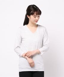 /Bl/アンサンブルVネック7分袖Tシャツ