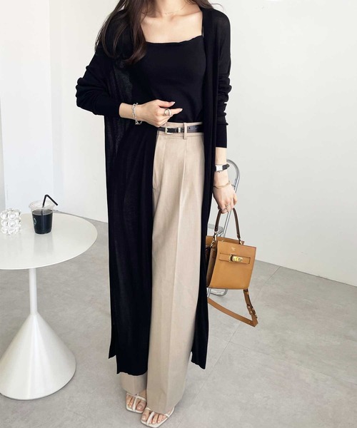 GeeRA（ジーラ）の「【羽織りに/オフィスカジュアル/冷房対策/接触冷感】夏におすすめ！ロングサマーニットカーディガン（カーディガン/ボレロ・レディース・ブルー/オフホワイト/ブラック/モカ/ライトグレー/ライトブルー・X-LARGE/MEDIUM/SMALL/LARGE/XX-LARGE）」の13枚目の写真