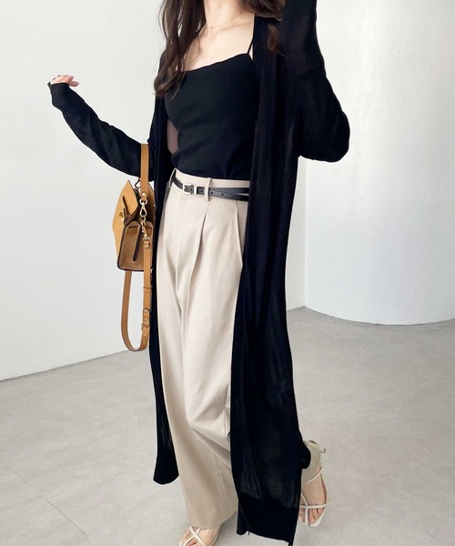 GeeRA（ジーラ）の「【羽織りに/オフィスカジュアル/冷房対策/接触冷感】夏におすすめ！ロングサマーニットカーディガン（カーディガン/ボレロ・レディース・ブルー/オフホワイト/ブラック/モカ/ライトグレー/ライトブルー・X-LARGE/MEDIUM/SMALL/LARGE/XX-LARGE）」の12枚目の写真