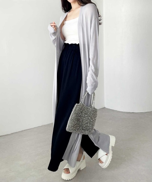 GeeRA（ジーラ）の「【羽織りに/オフィスカジュアル/冷房対策/接触冷感】夏におすすめ！ロングサマーニットカーディガン（カーディガン/ボレロ・レディース・ブルー/オフホワイト/ブラック/モカ/ライトグレー/ライトブルー・X-LARGE/MEDIUM/SMALL/LARGE/XX-LARGE）」の20枚目の写真