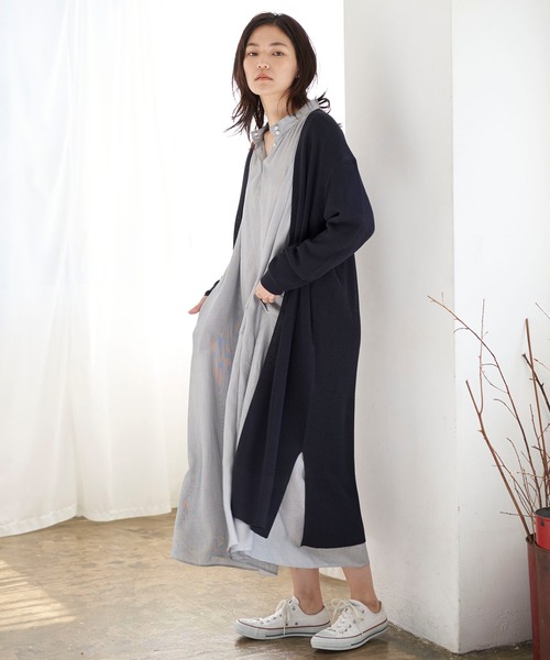 AMERICAN HOLIC（アメリカンホリック）の「バックＶ片畦ニュアンスカーディガン＊（カーディガン/ボレロ・レディース・ネイビー/カーキ/モカ/ライトベージュ・MEDIUM/LARGE）」の4枚目の写真