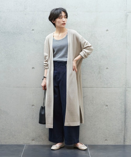 AMERICAN HOLIC（アメリカンホリック）の「バックＶ片畦ニュアンスカーディガン＊（カーディガン/ボレロ・レディース・ネイビー/カーキ/モカ/ライトベージュ・MEDIUM/LARGE）」の2枚目の写真