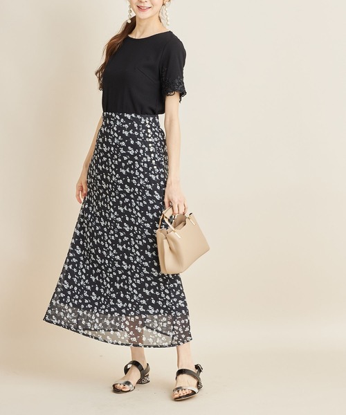 tocco closet（トッコ　クローゼット）の「【ZOZO限定】袖口フラワーレース装飾リブカットトップス（Tシャツ/カットソー・レディース・ブラック/ミント/ピンク/オフホワイト・M）」の9枚目の写真