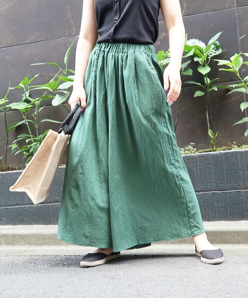 Riberry(リベリー)の「リネンライクワイドフレアーパンツ(その他パンツ・レディース・ブラック/ベージュ/グリーン/マスタード・FREE)」の4枚目の写真