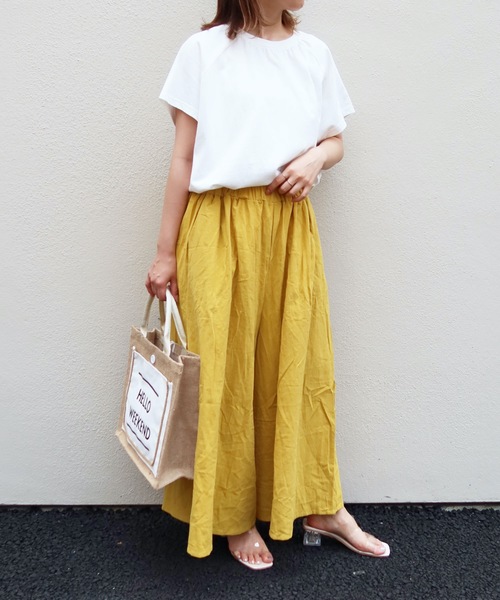 Riberry(リベリー)の「リネンライクワイドフレアーパンツ(その他パンツ・レディース・ブラック/ベージュ/グリーン/マスタード・FREE)」の10枚目の写真