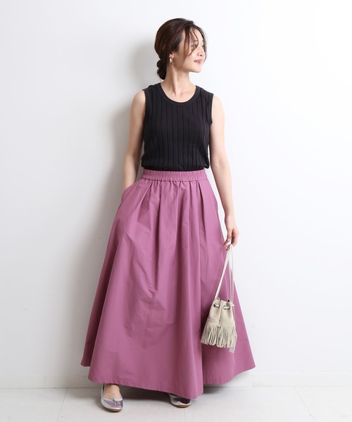 SLOBE IENA(スローブイエナ)の「ワイドテレコタンクトップ【手洗い可能】◆(タンクトップ・レディース・チャコールグレー/ベージュ/ラベンダー・FREE)」の16枚目の写真