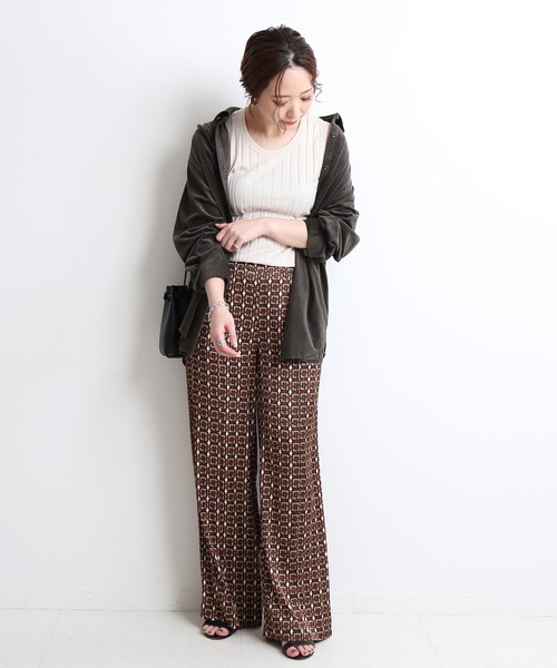 SLOBE IENA(スローブイエナ)の「ワイドテレコタンクトップ【手洗い可能】◆(タンクトップ・レディース・チャコールグレー/ベージュ/ラベンダー・FREE)」の7枚目の写真