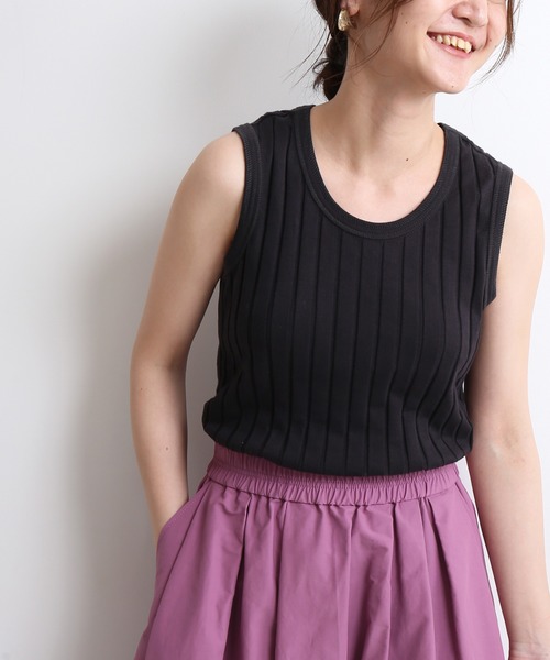 SLOBE IENA(スローブイエナ)の「ワイドテレコタンクトップ【手洗い可能】◆(タンクトップ・レディース・チャコールグレー/ベージュ/ラベンダー・FREE)」の13枚目の写真