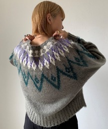 PUBLUX | 【PUBLUX/パブリュクス】求心柄シャギーニット　ボリューム袖　/ノルディックニット(ニット/セーター)