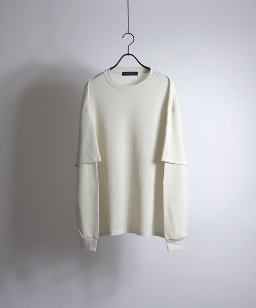 Confirm(コンファーム)の「Confirm / コンファーム フェイクレイヤードワッフルロンT(Tシャツ/カットソー・メンズ・チャコールグレー/ホワイト/ミント/ベージュ・M/L)」の1枚目の写真