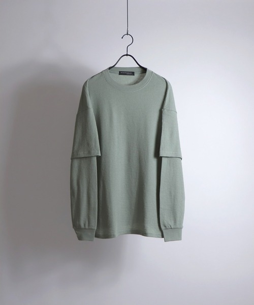 Confirm(コンファーム)の「Confirm / コンファーム フェイクレイヤードワッフルロンT(Tシャツ/カットソー・メンズ・チャコールグレー/ホワイト/ミント/ベージュ・M/L)」の4枚目の写真