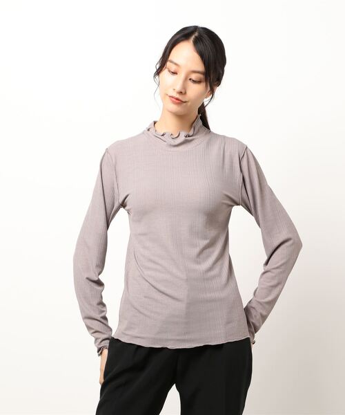 Heather（ヘザー）の「シアーテレコハイネックトップス　921185（Tシャツ/カットソー・レディース・ホワイト/ブラック/グレー系その他/ホワイト系その他5/ベージュ/グリーン系その他3/グレー/ピンク/グレー系その他2/グリーン/ネイビー・FREE）」の5枚目の写真