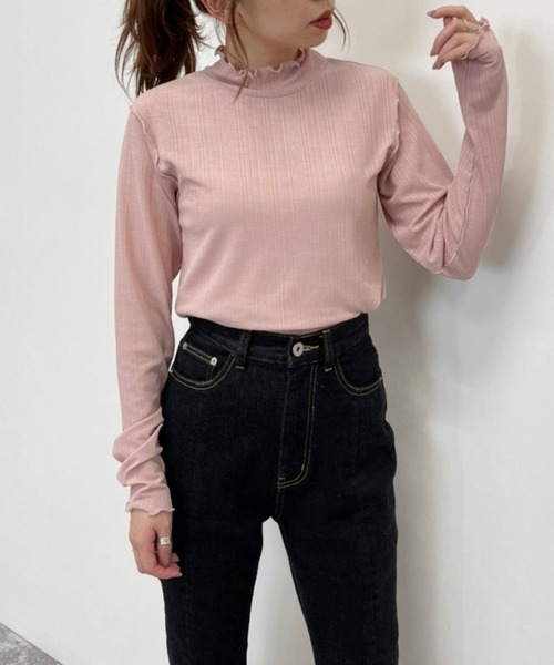 Heather（ヘザー）の「シアーテレコハイネックトップス　921185（Tシャツ/カットソー・レディース・ホワイト/ブラック/グレー系その他/ホワイト系その他5/ベージュ/グリーン系その他3/グレー/ピンク/グレー系その他2/グリーン/ネイビー・FREE）」の11枚目の写真