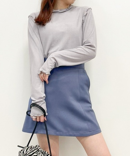 Heather（ヘザー）の「シアーテレコハイネックトップス　921185（Tシャツ/カットソー・レディース・ホワイト/ブラック/グレー系その他/ホワイト系その他5/ベージュ/グリーン系その他3/グレー/ピンク/グレー系その他2/グリーン/ネイビー・FREE）」の7枚目の写真