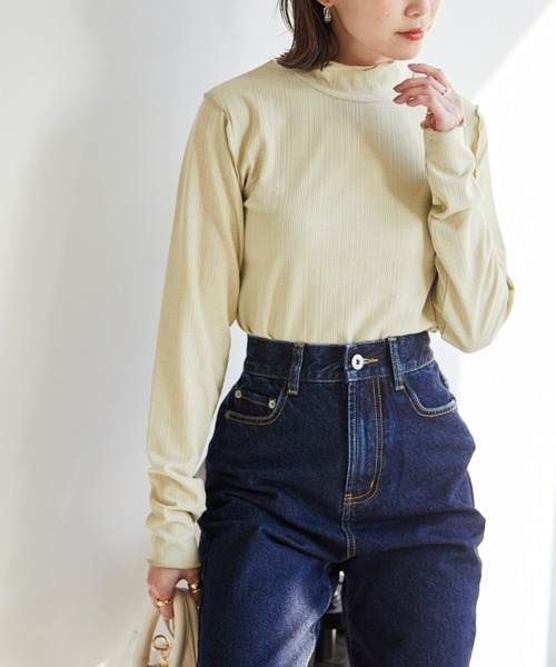 Heather（ヘザー）の「シアーテレコハイネックトップス　921185（Tシャツ/カットソー・レディース・ホワイト/ブラック/グレー系その他/ホワイト系その他5/ベージュ/グリーン系その他3/グレー/ピンク/グレー系その他2/グリーン/ネイビー・FREE）」の10枚目の写真